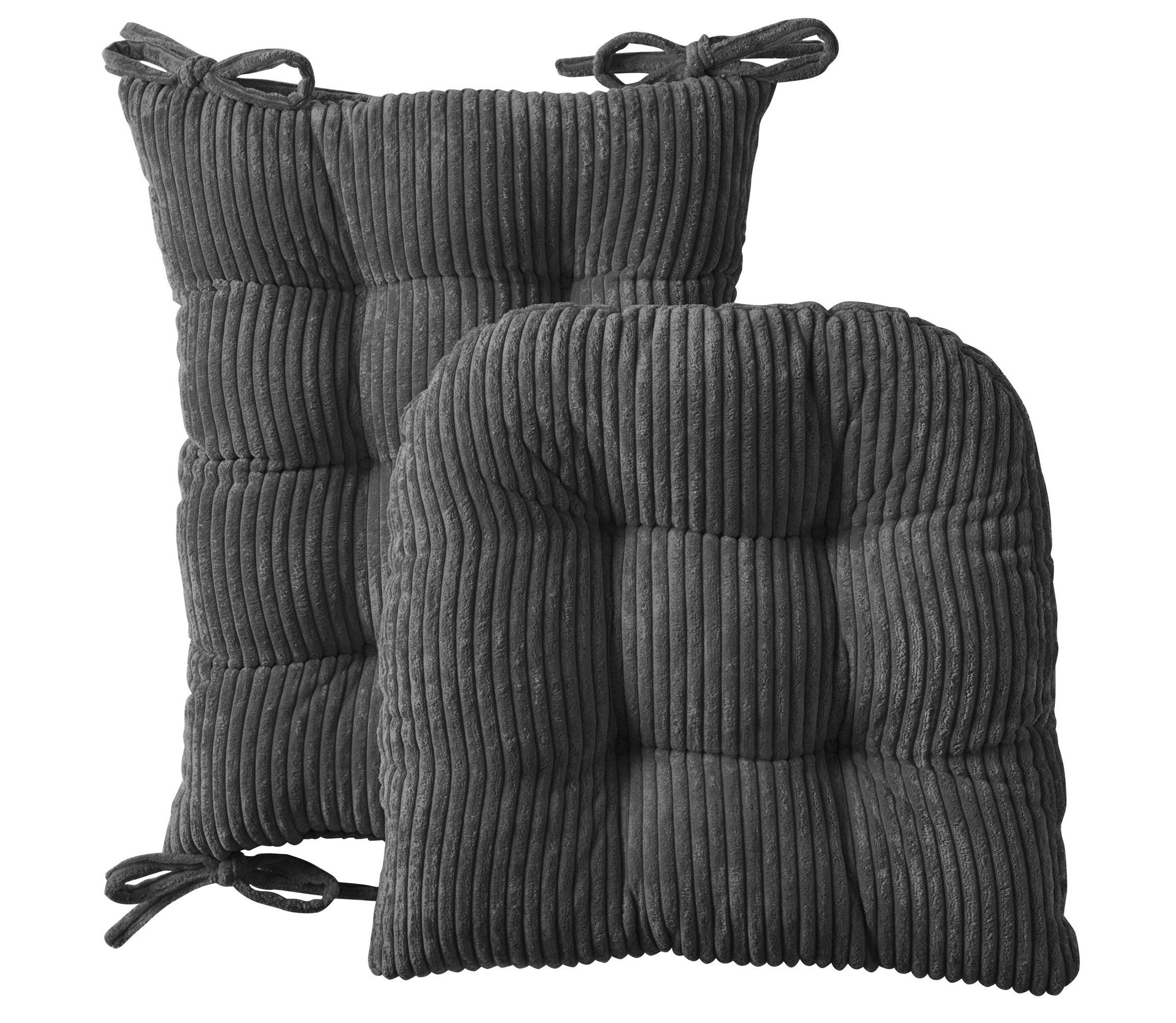 Velvet Ribbed Non Slip Rocking Chair Cushion 2 Piece Set