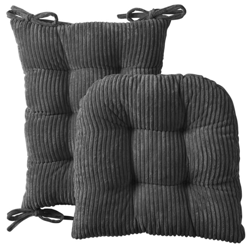 Velvet Ribbed Non Slip Rocking Chair Cushion 2 Piece Set