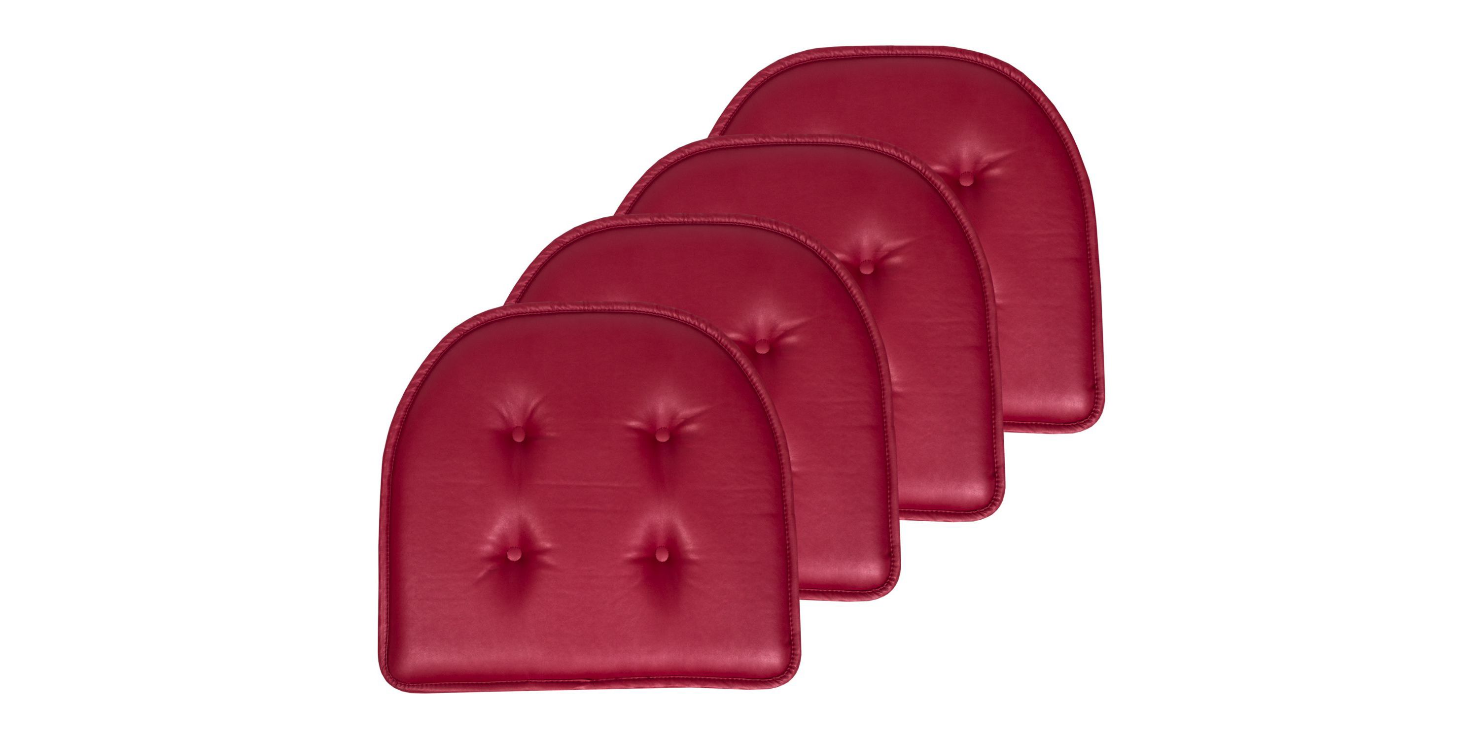U-Shape Memory Foam Chair Pad Cushion No Slip Faux Leather 4 Pack