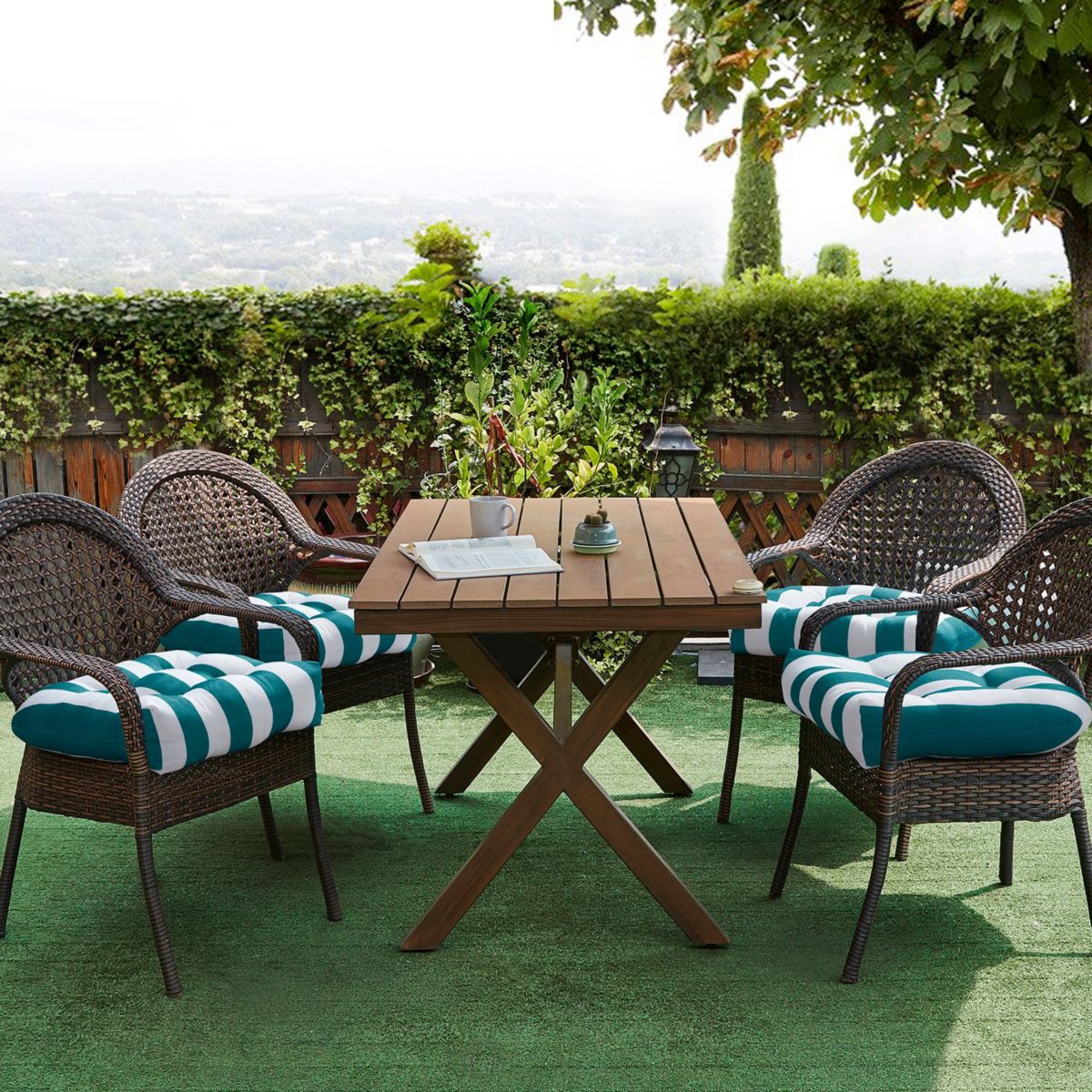 Havana Striped Tufted Patio Seat Cushion 2 Pack