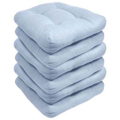 Sweet Home Collection Indoor-Outdoor Reversible Patio Seat Cushion Pad 6 Pack, Light Blue