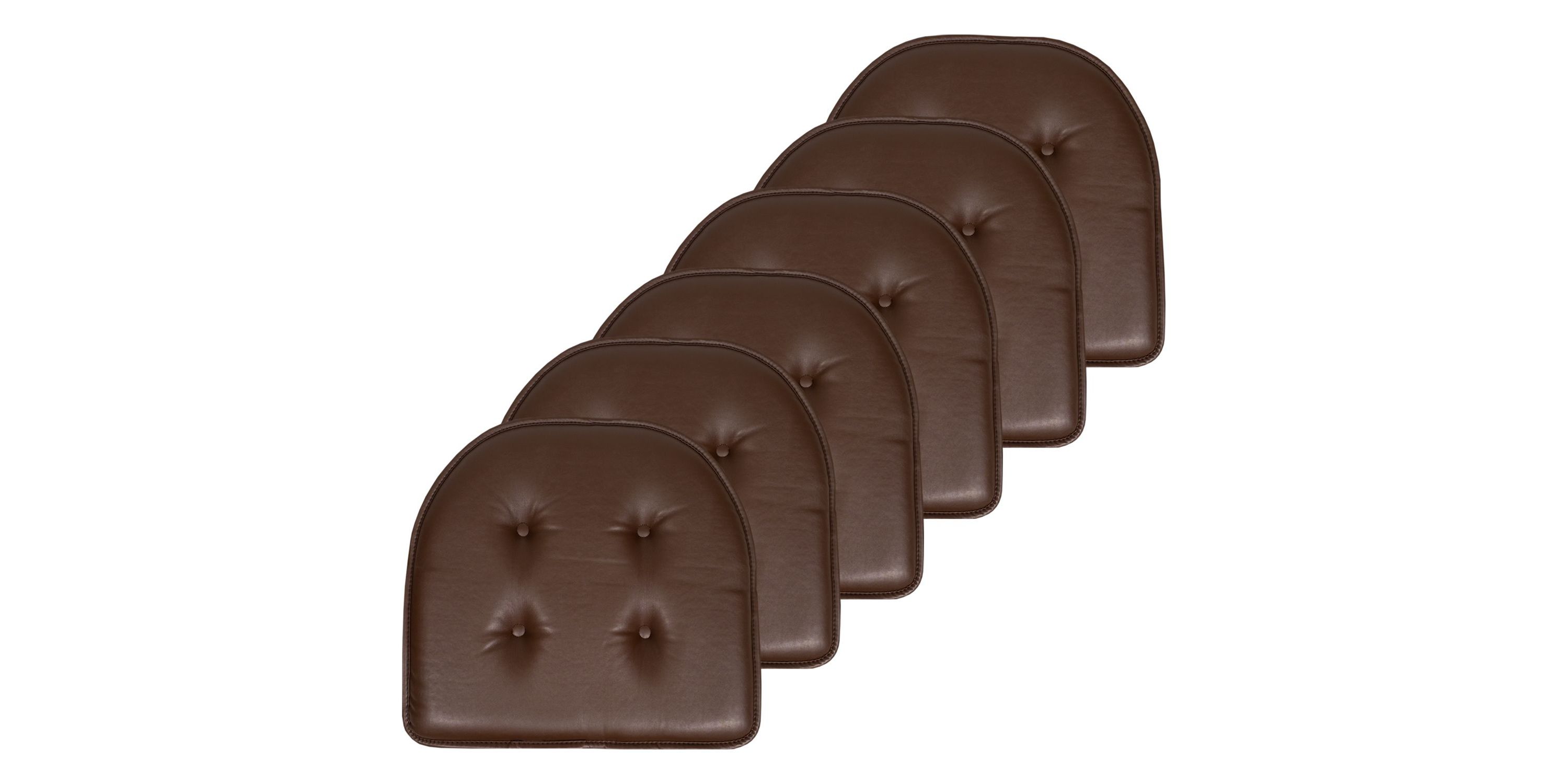 U-Shape Memory Foam Chair Pad Cushion No Slip Faux Leather 6 Pack