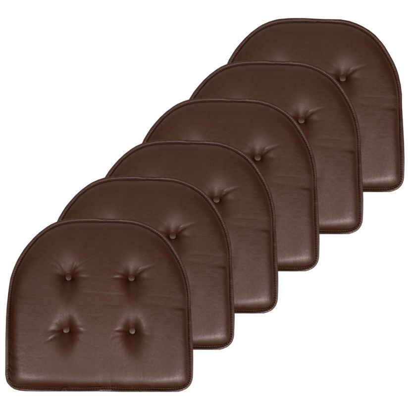 U-Shape Memory Foam Chair Pad Cushion No Slip Faux Leather 6 Pack