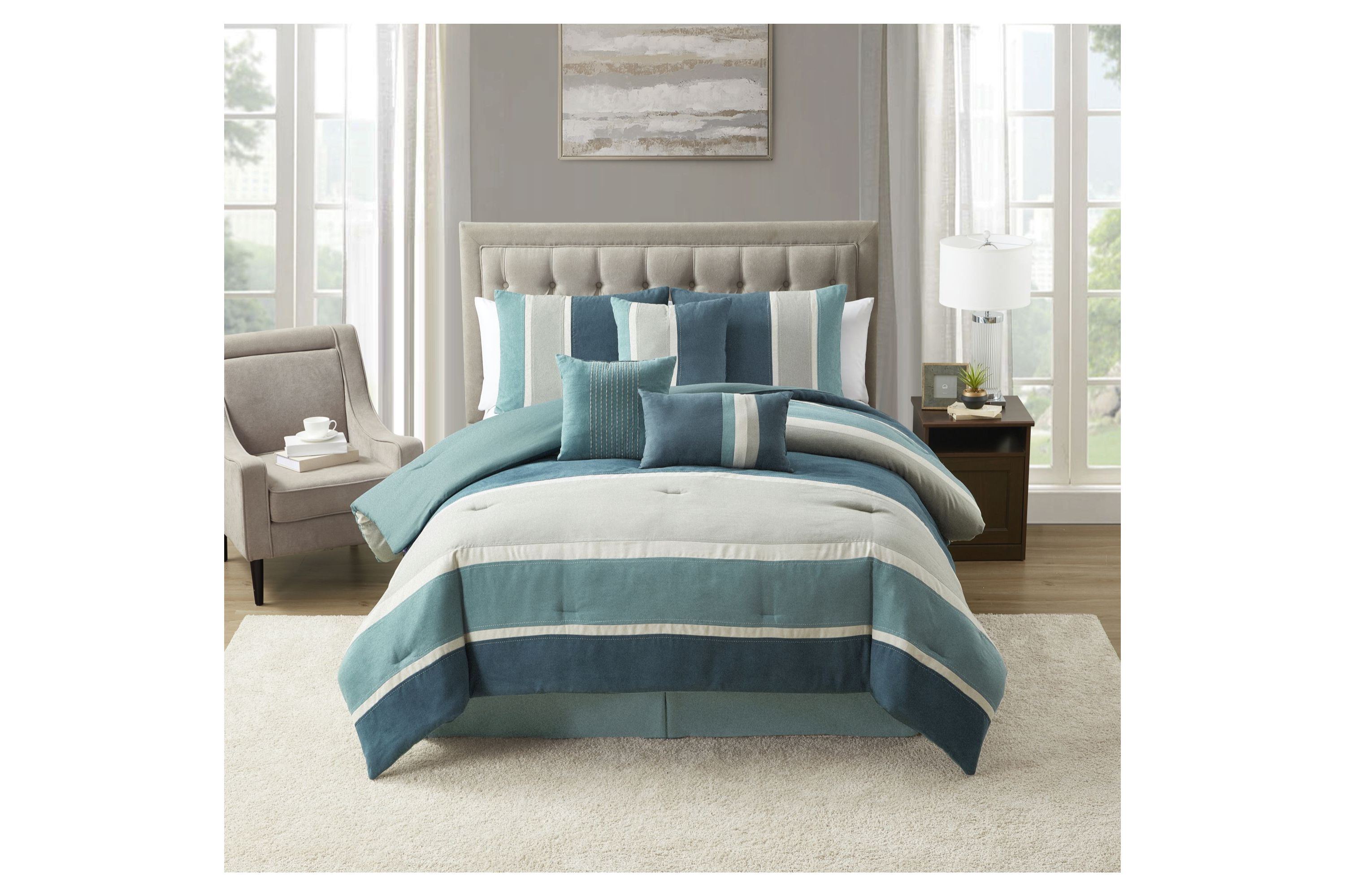 Harvey 7 Piece Suede Comforter Set