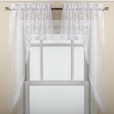 Sweet Home Collection Priscilla Bridal Pretty Lace Window Curtains - Valance