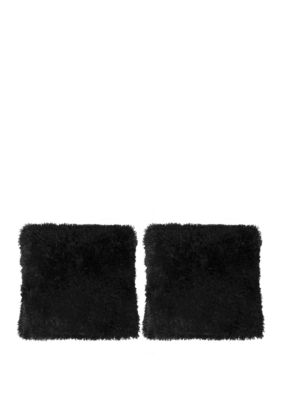 Sweet Home Collection 2 Pack Plush Soft and Comfy Faux Fur Throw Pillow, Black, 18 x 18