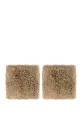Sweet Home Collection 2 Pack Plush Soft and Comfy Faux Fur Throw Pillow
