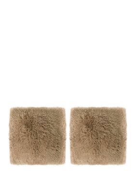 Sweet Home Collection Plush Pillow Faux Fur Soft and Comfy Throw Pillow (2  Pack), Taupe