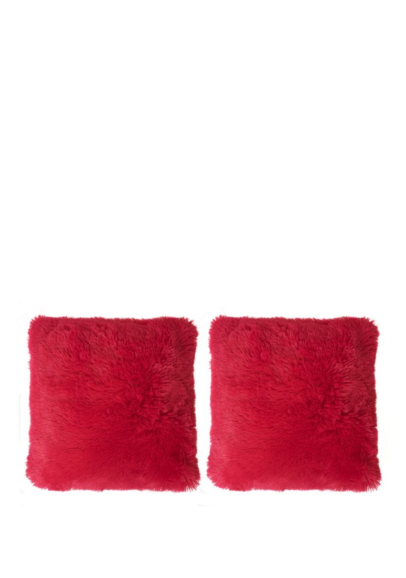 2 Pack Plush Soft and Comfy Faux Fur Throw Pillow