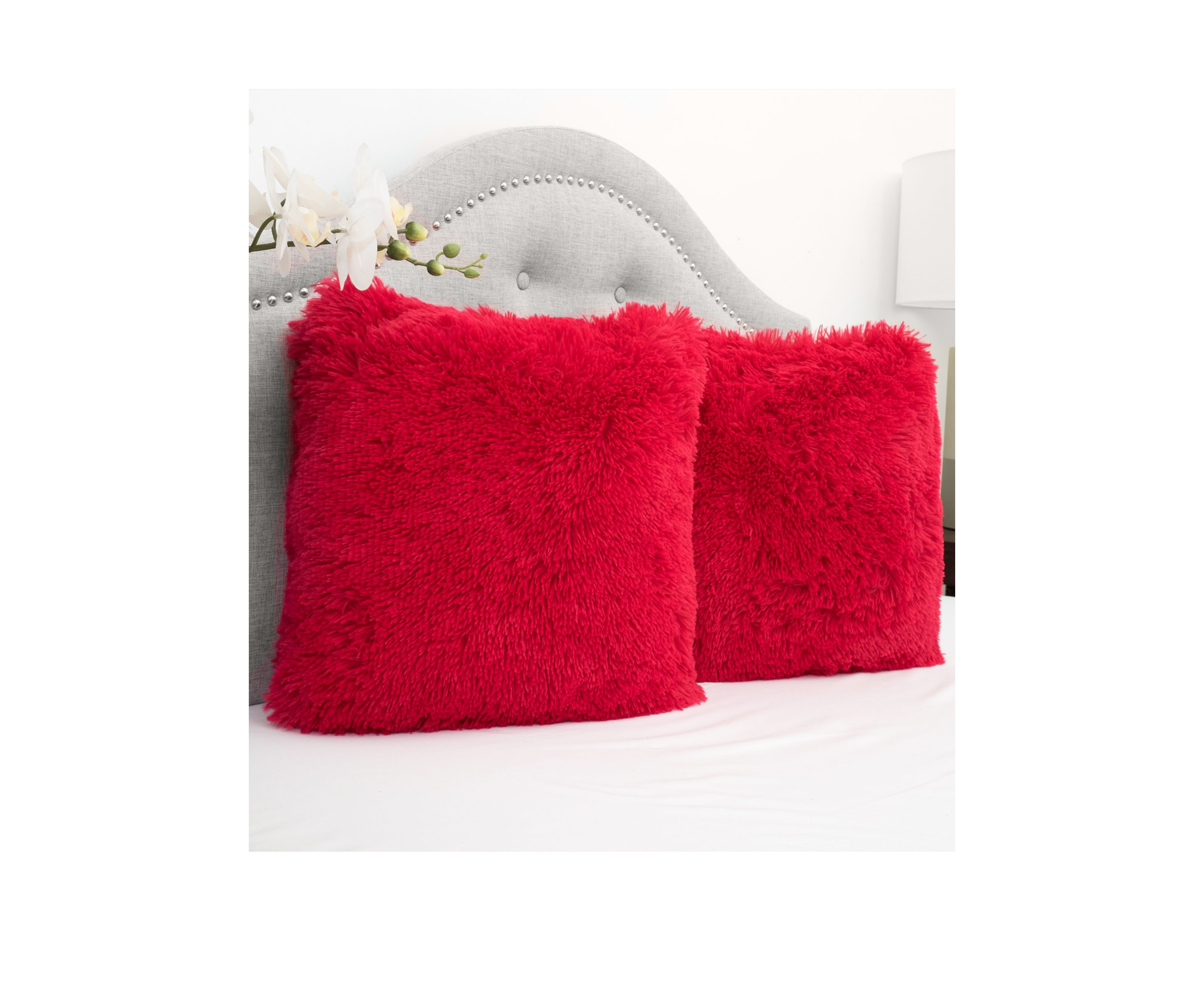 2 Pack Plush Soft and Comfy Faux Fur Throw Pillow