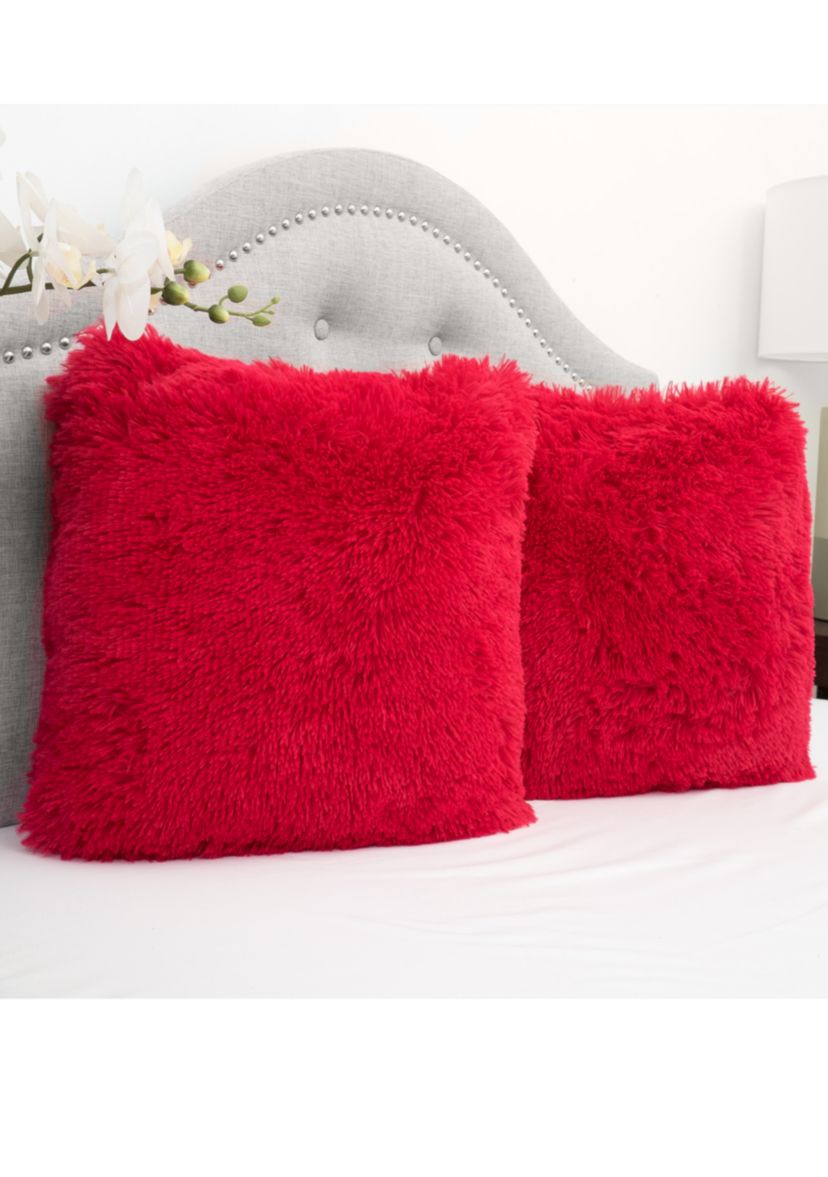 2 Pack Plush Soft and Comfy Faux Fur Throw Pillow