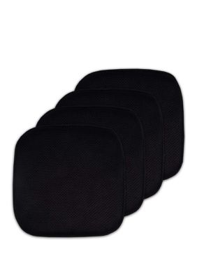 Sweet Home Collection Honeycomb Memory Foam Chair Cushion Pads - 4 Pack, Black, 16 x 16