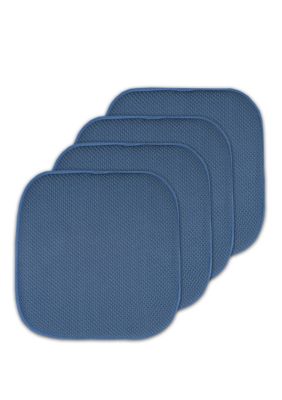 Sweet Home Collection Honeycomb Memory Foam Chair Cushion Pads - 4 Pack, Blue, 16 x 16