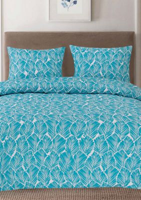 Sweet Home Collection Tropical Leaf Pattern Teal 3 Piece Duvet