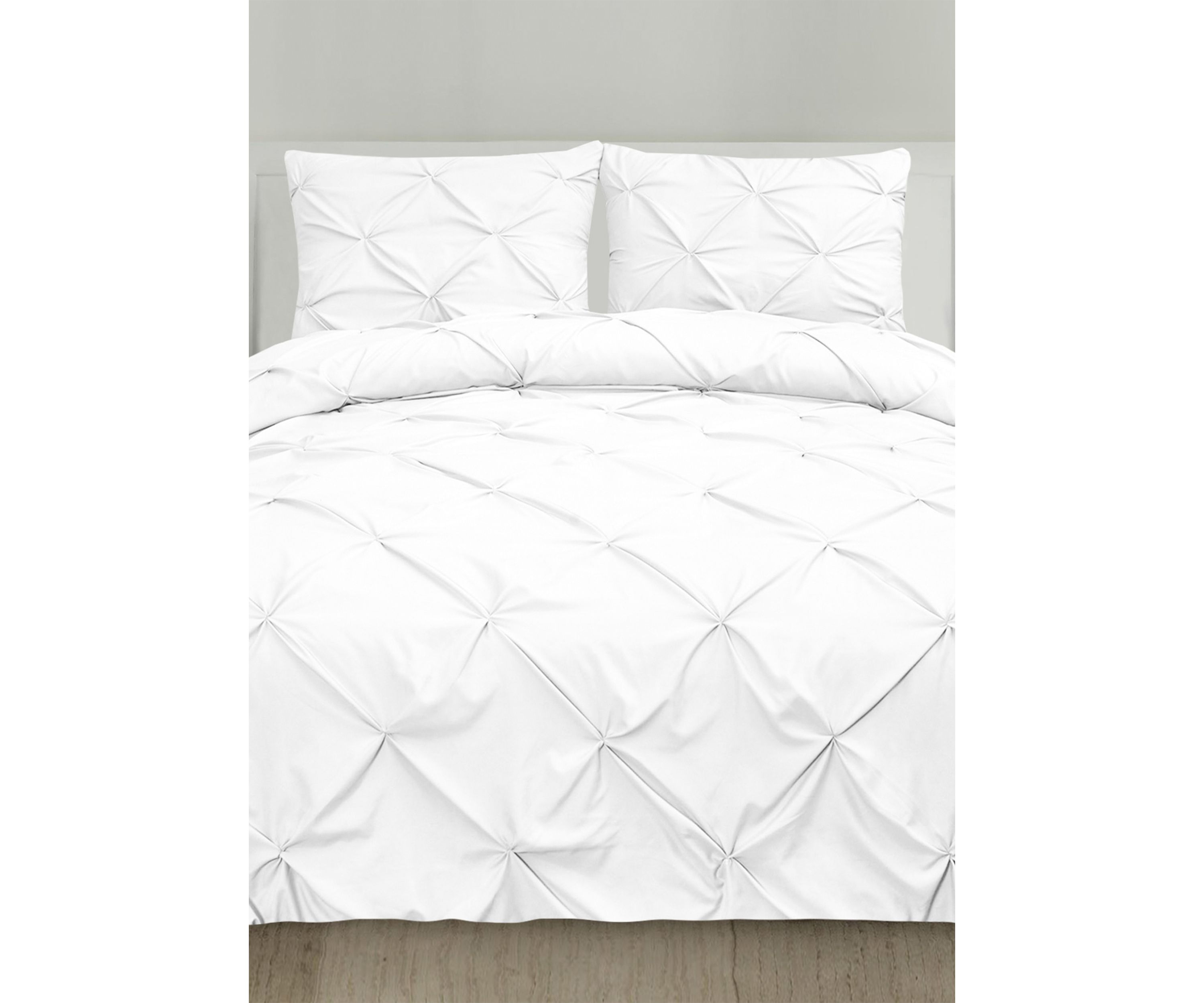 3 Piece Pinch Pleat Pintuck Comforter & Pillow Sham Set 