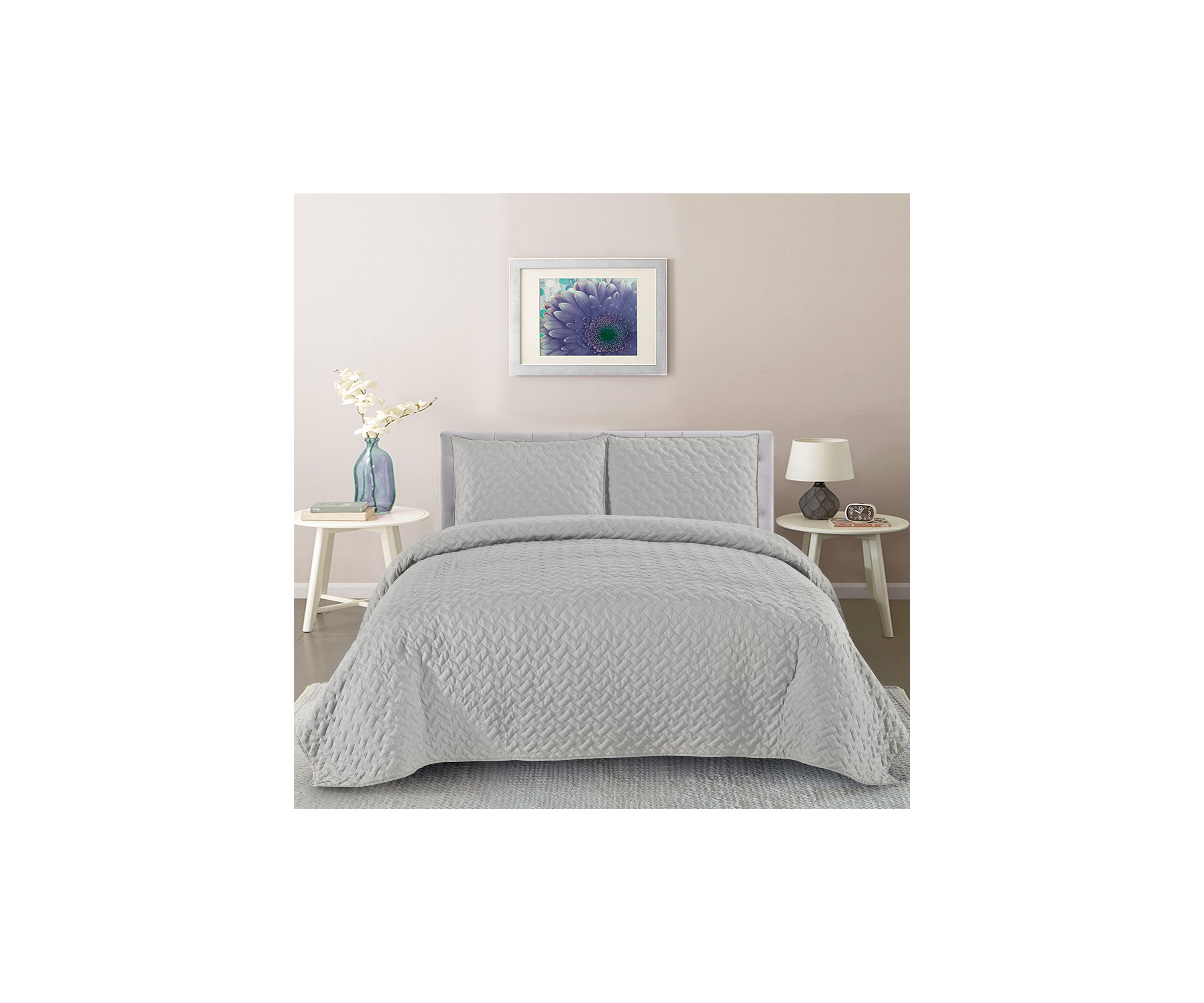 Bently Vintage Washed Lattice Quilt & Pillow Sham Set