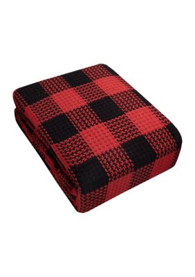 Cotton Blend Knit Buffalo Check Blanket