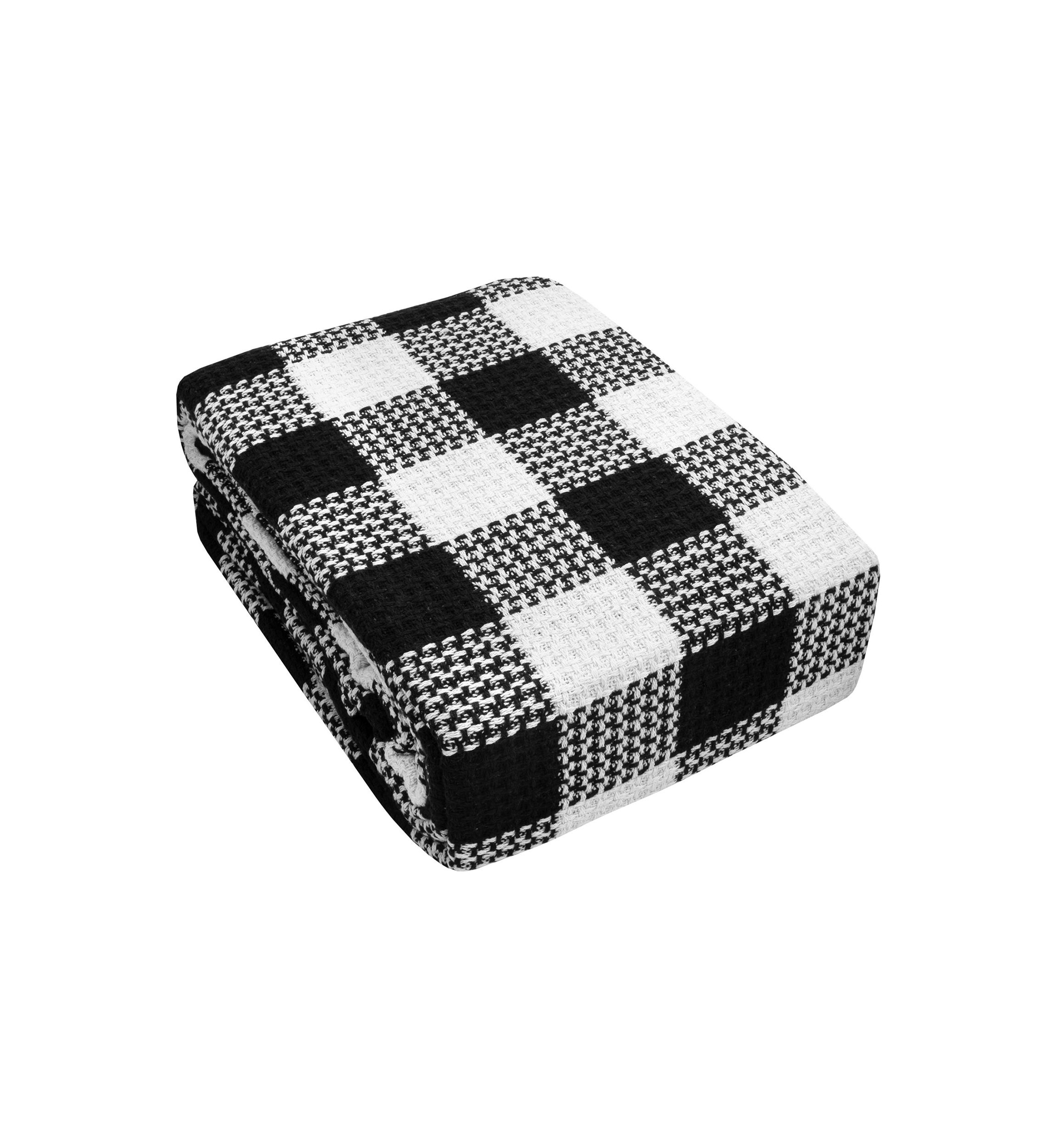 Cotton Blend Knit Buffalo Check Blanket