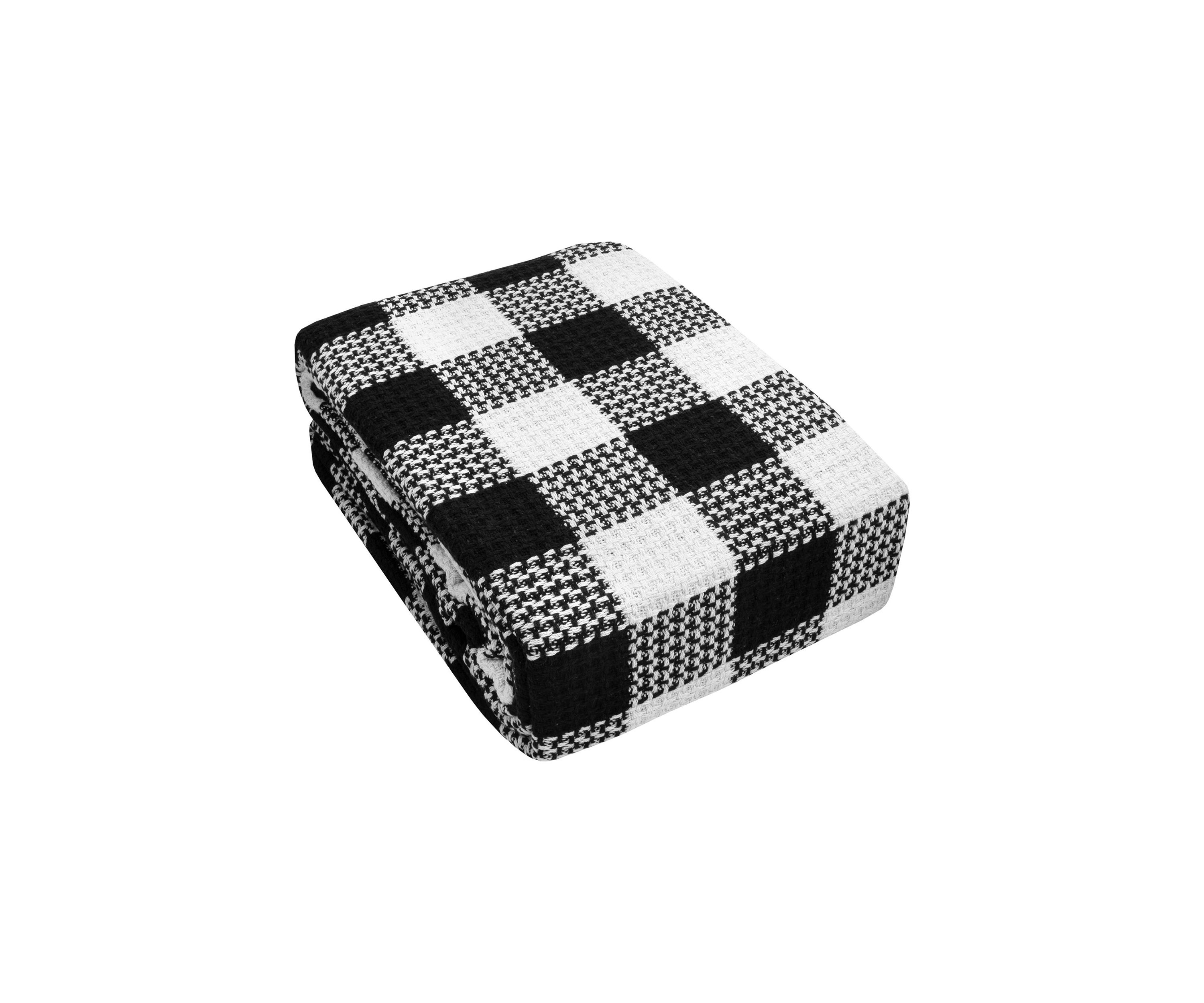 Cotton Blend Knit Buffalo Check Blanket