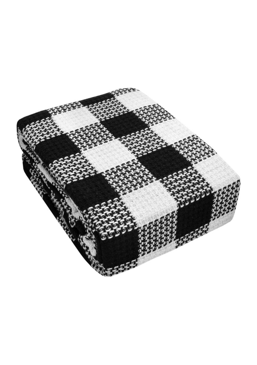 Cotton Blend Knit Buffalo Check Blanket