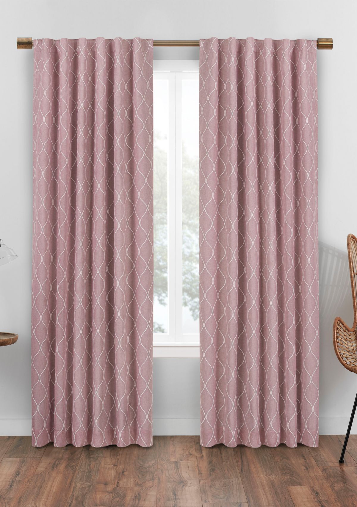 Nora Geo Embroidery Absolute Zero Blackout Window Panel