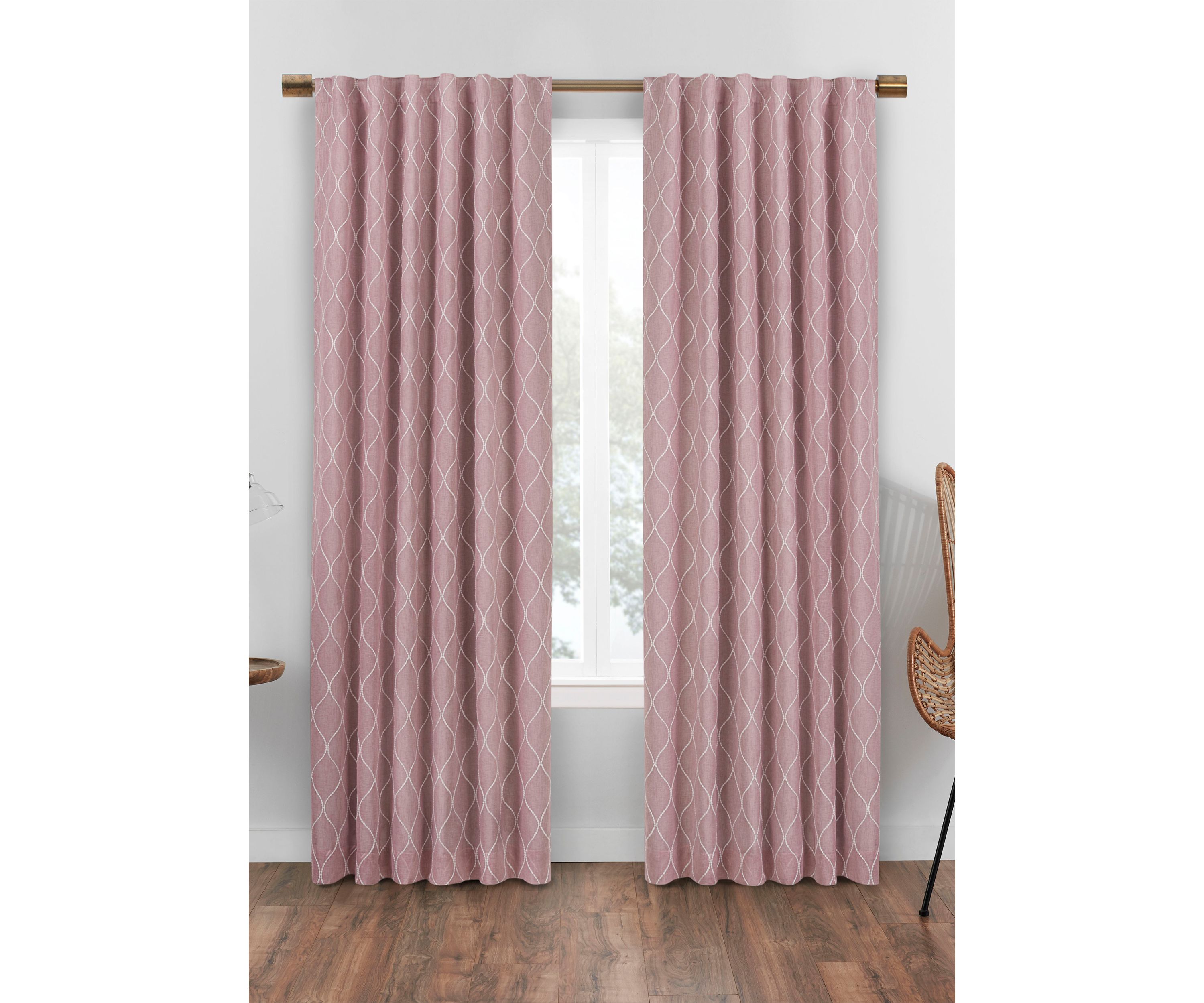Nora Geo Embroidery Absolute Zero Blackout Window Panel