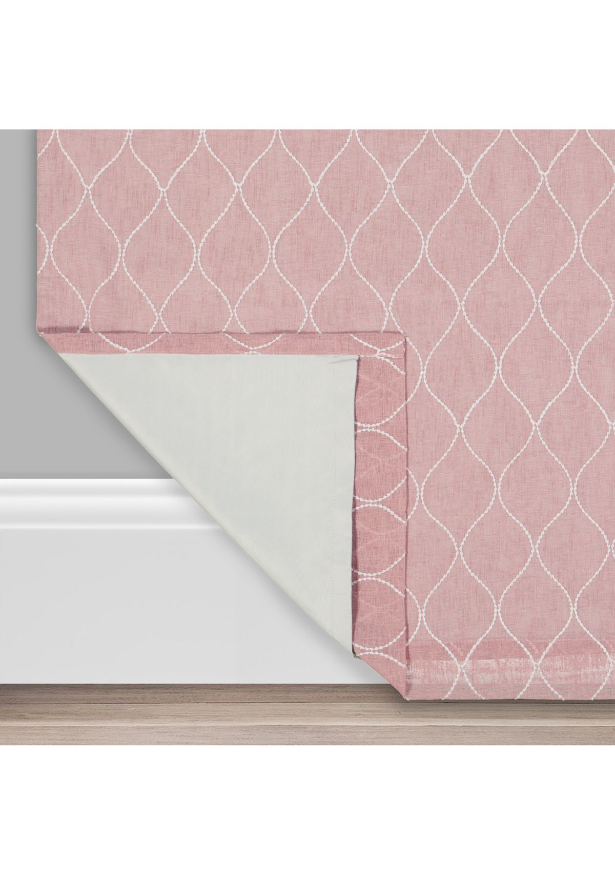 Nora Geo Embroidery Absolute Zero Blackout Window Panel