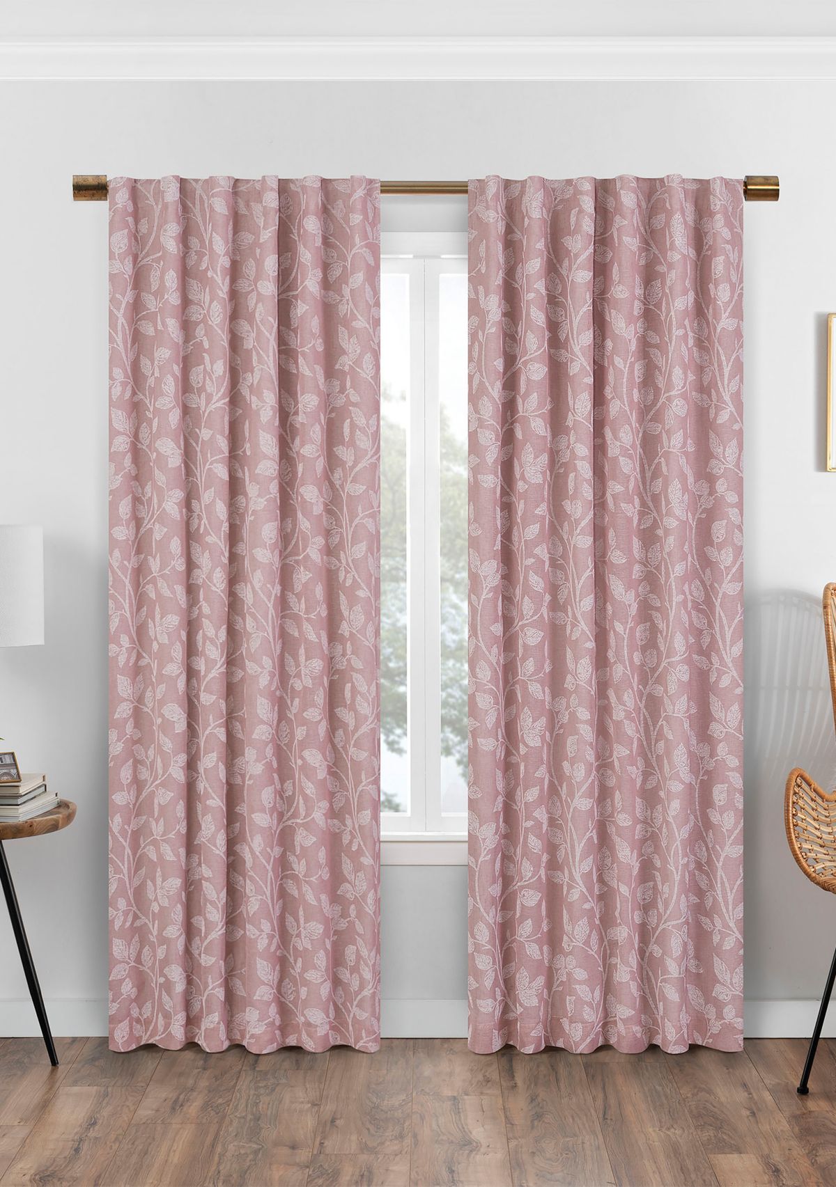 Nora Botanical Print Absolute Zero Blackout Window Panel