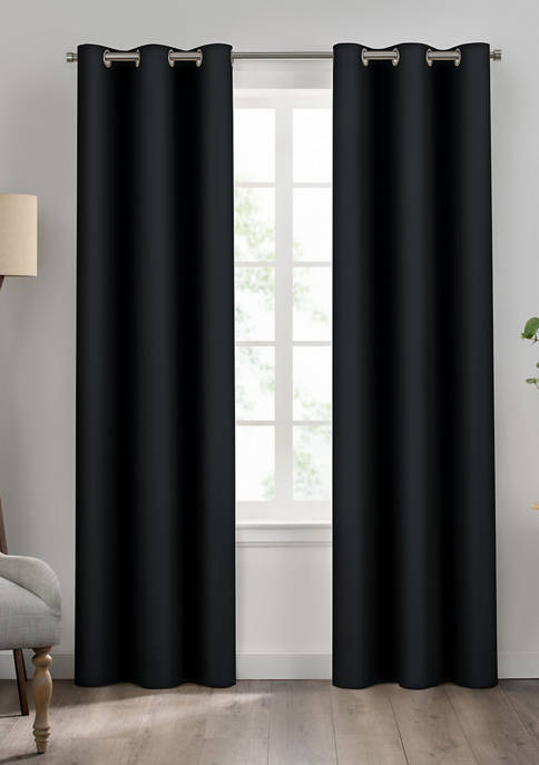 Solid Textured Window Blackout Curtains Lined 8 Grommets Panel Energy Efficient 