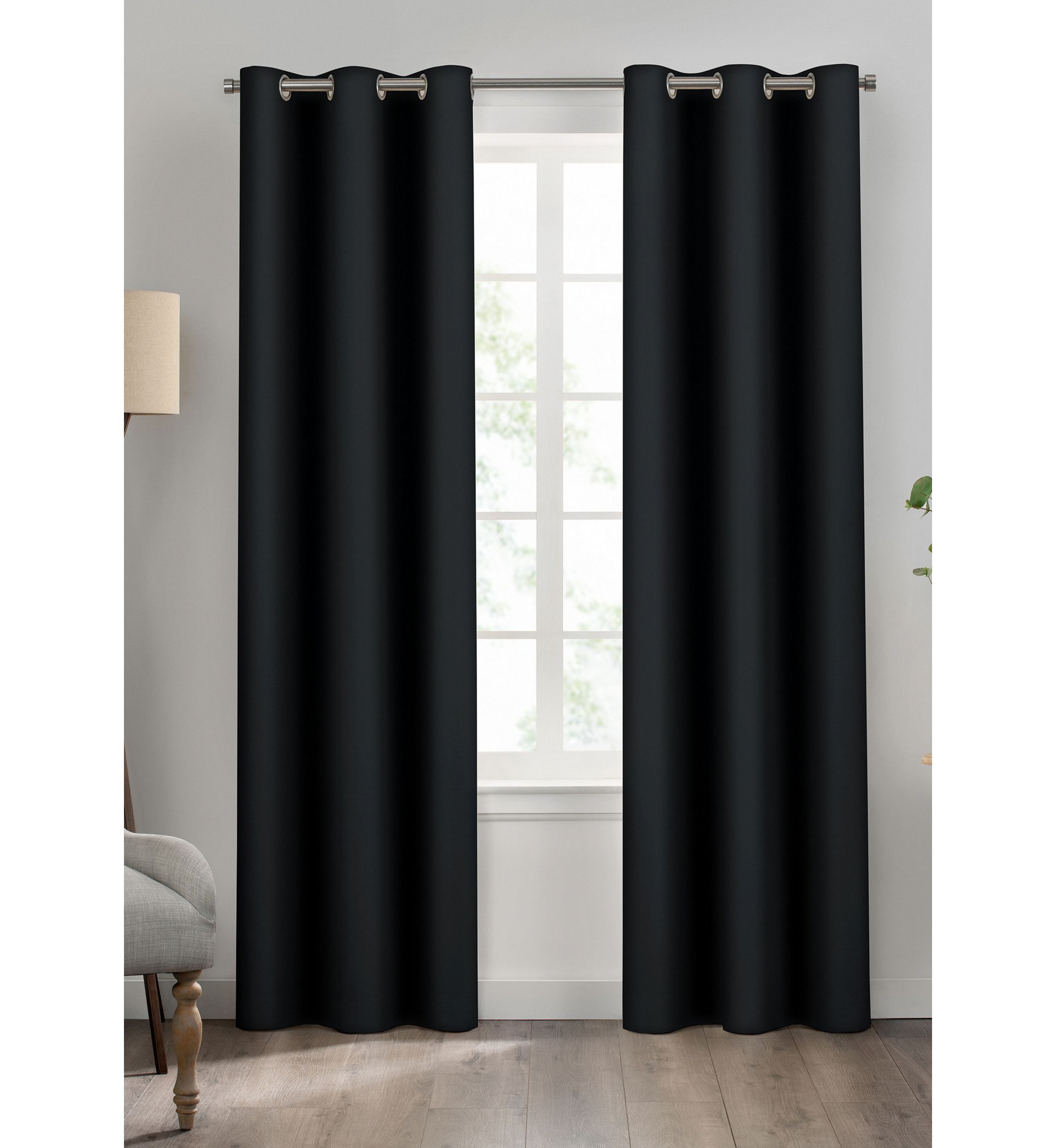Eclipse Kendall Grommet Solid Textured Thermaback Blackout Curtain Panel