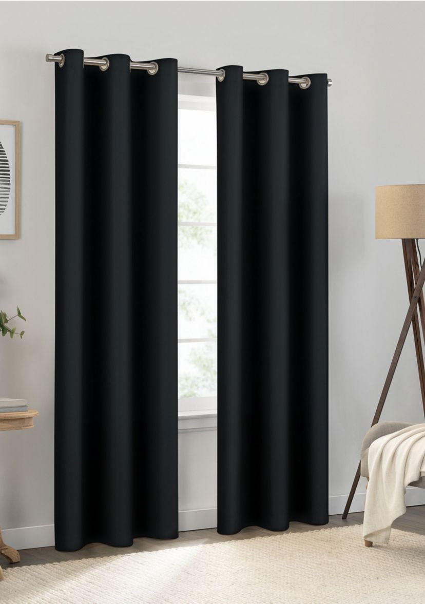 Eclipse Kendall Grommet Solid Textured Thermaback Blackout Curtain Panel