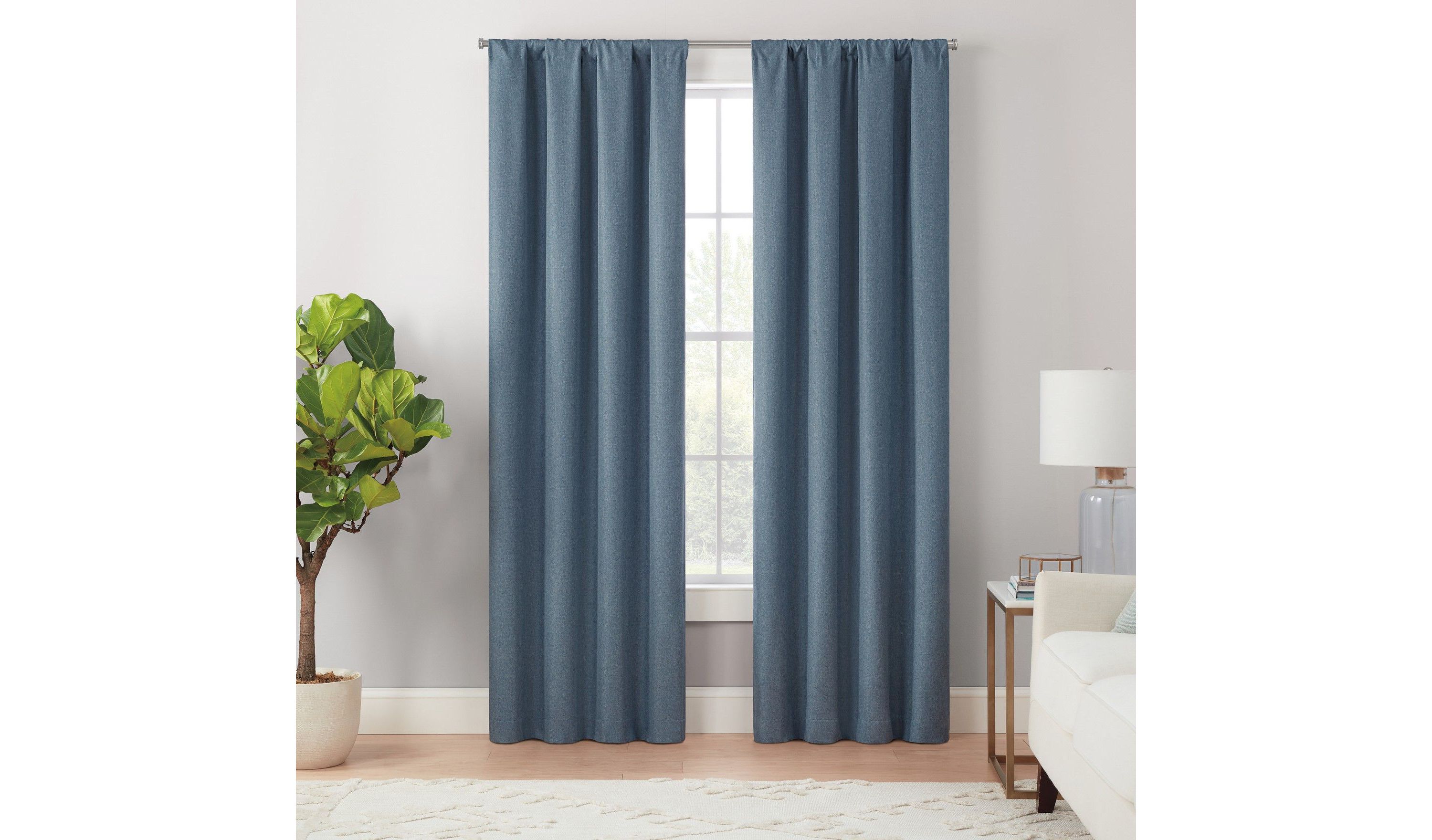 Magnitech Cannes Textured Solid 100% Blackout Rod Pocket Panel with Magnetic Closure