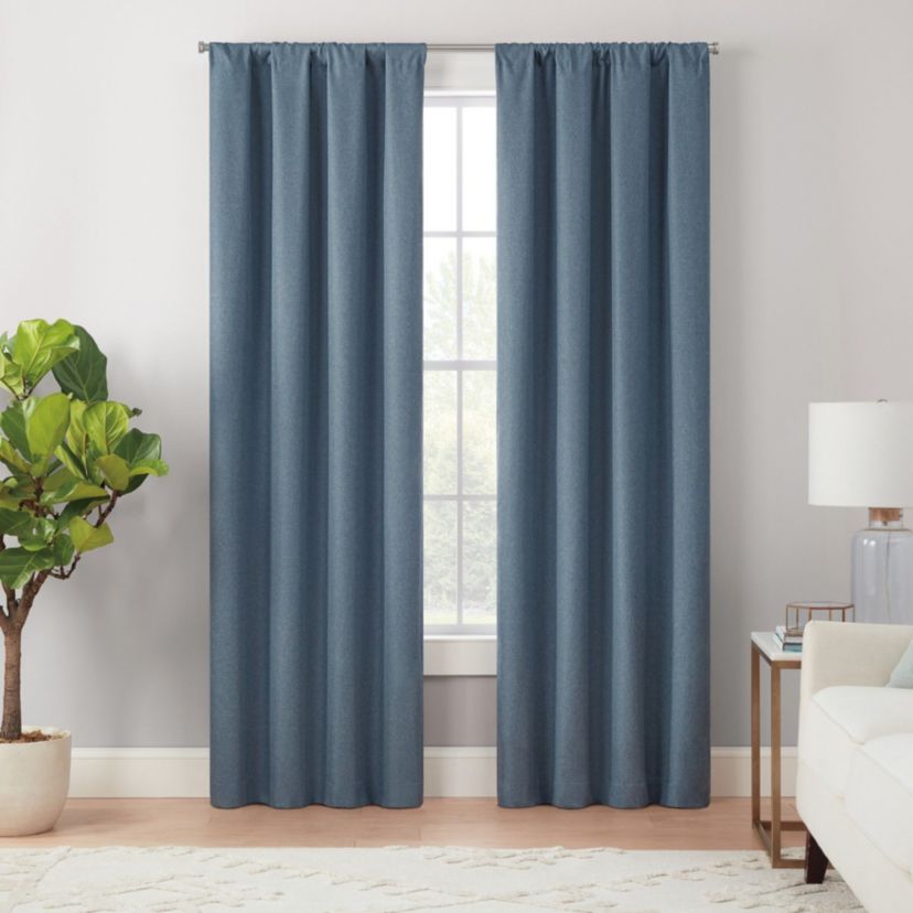 Magnitech Cannes Textured Solid 100% Blackout Rod Pocket Panel with Magnetic Closure