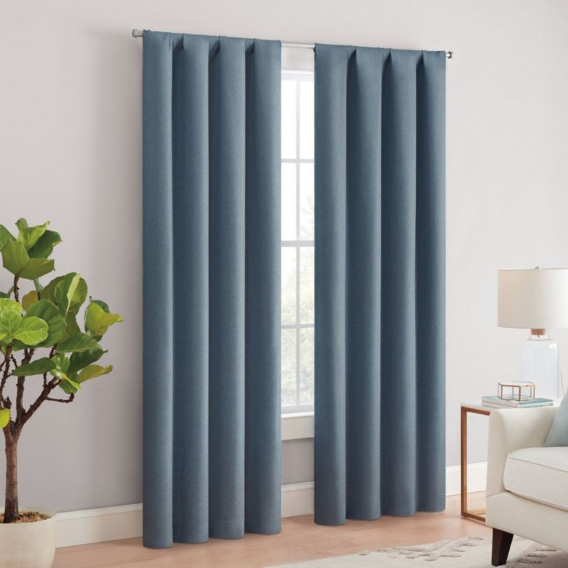 Magnitech Cannes Textured Solid 100% Blackout Rod Pocket Panel with Magnetic Closure