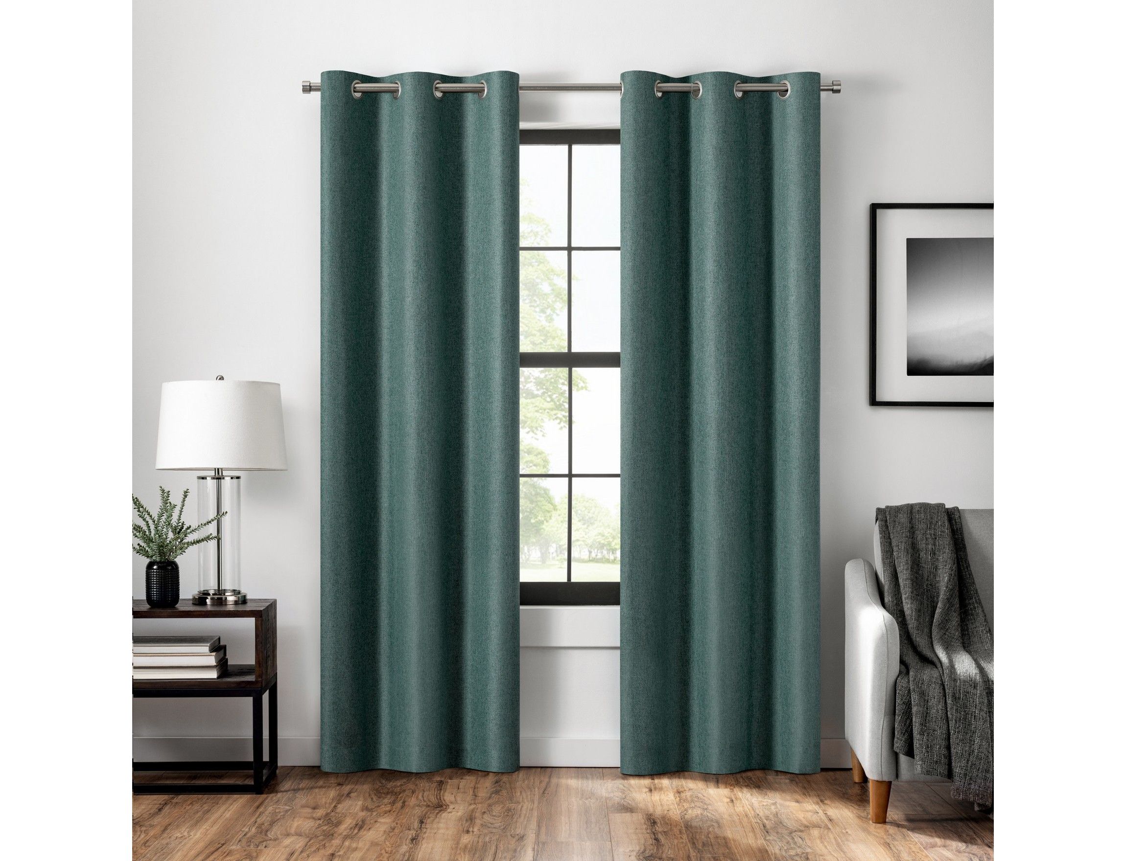 Magnitech Welwick Herringbone 100% Blackout Grommet Panel with Magnetic Closure
