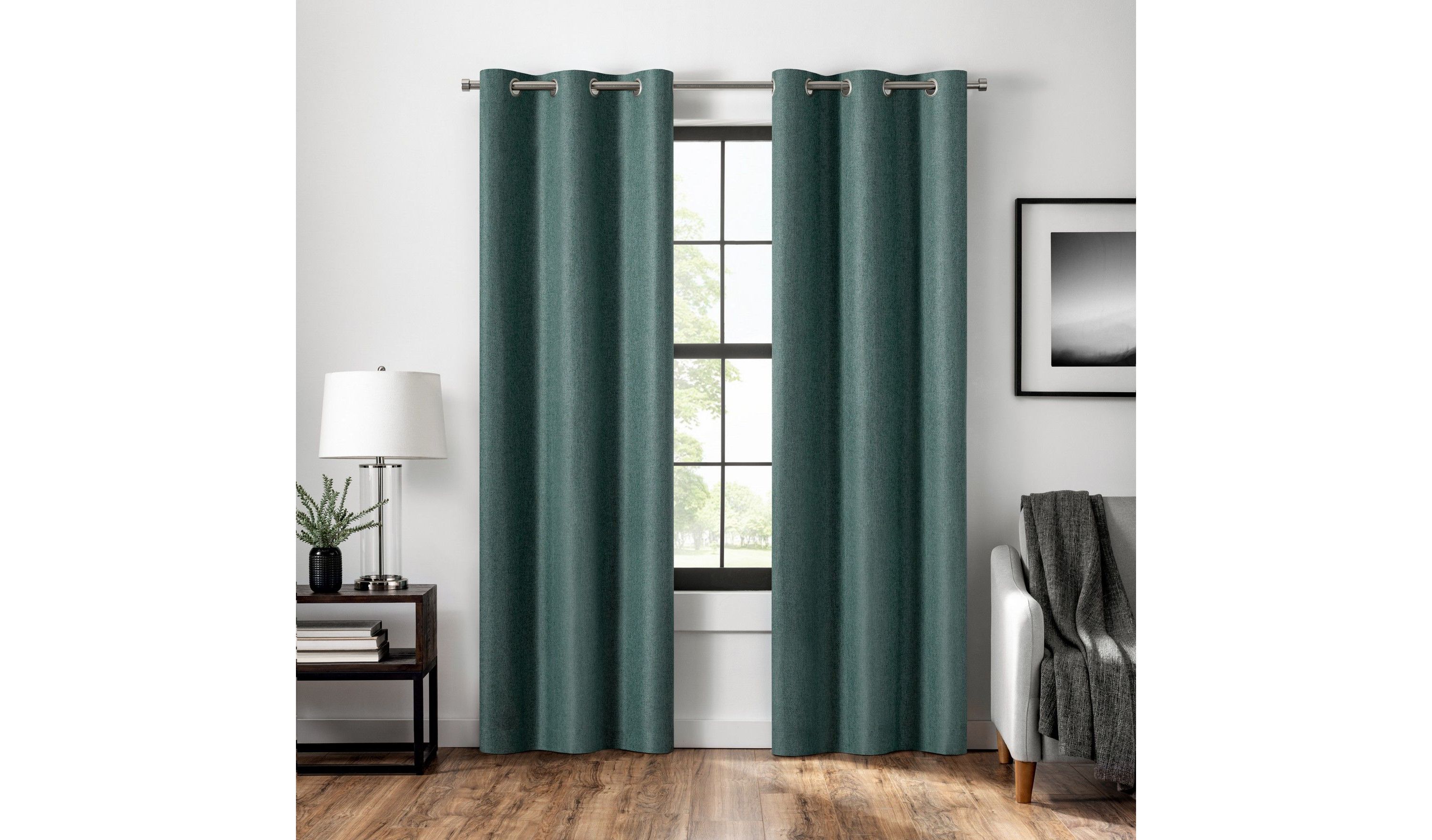 Magnitech Welwick Herringbone 100% Blackout Grommet Panel with Magnetic Closure