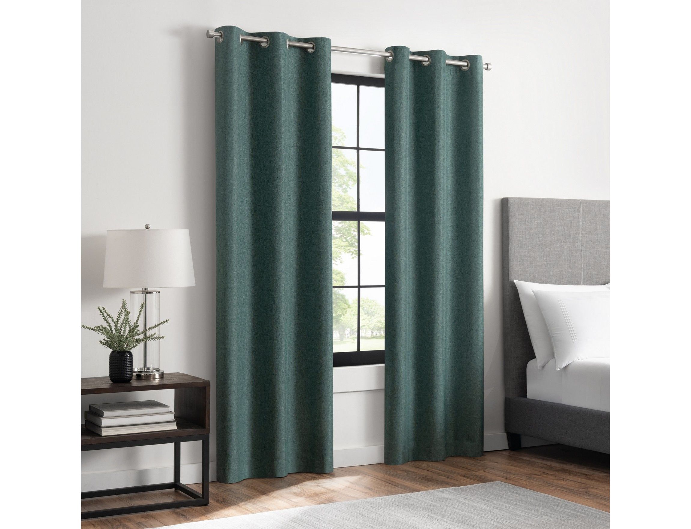 Magnitech Welwick Herringbone 100% Blackout Grommet Panel with Magnetic Closure