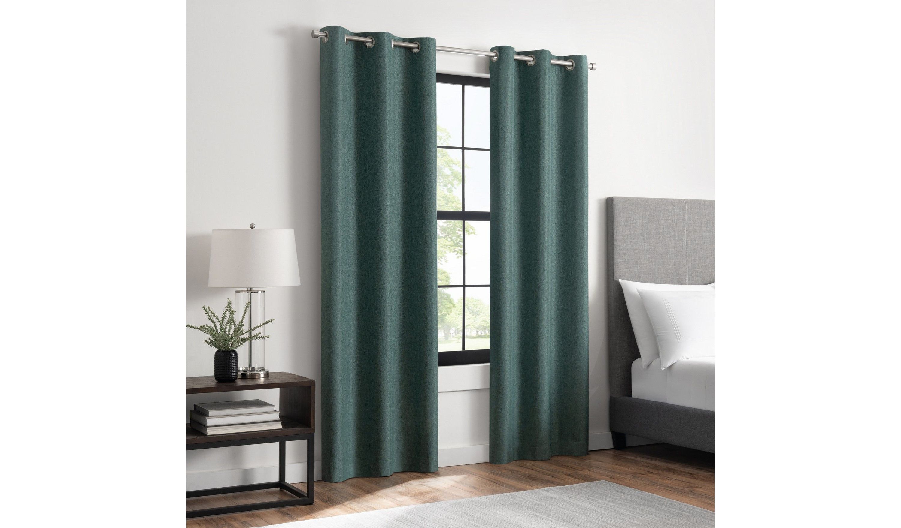 Magnitech Welwick Herringbone 100% Blackout Grommet Panel with Magnetic Closure