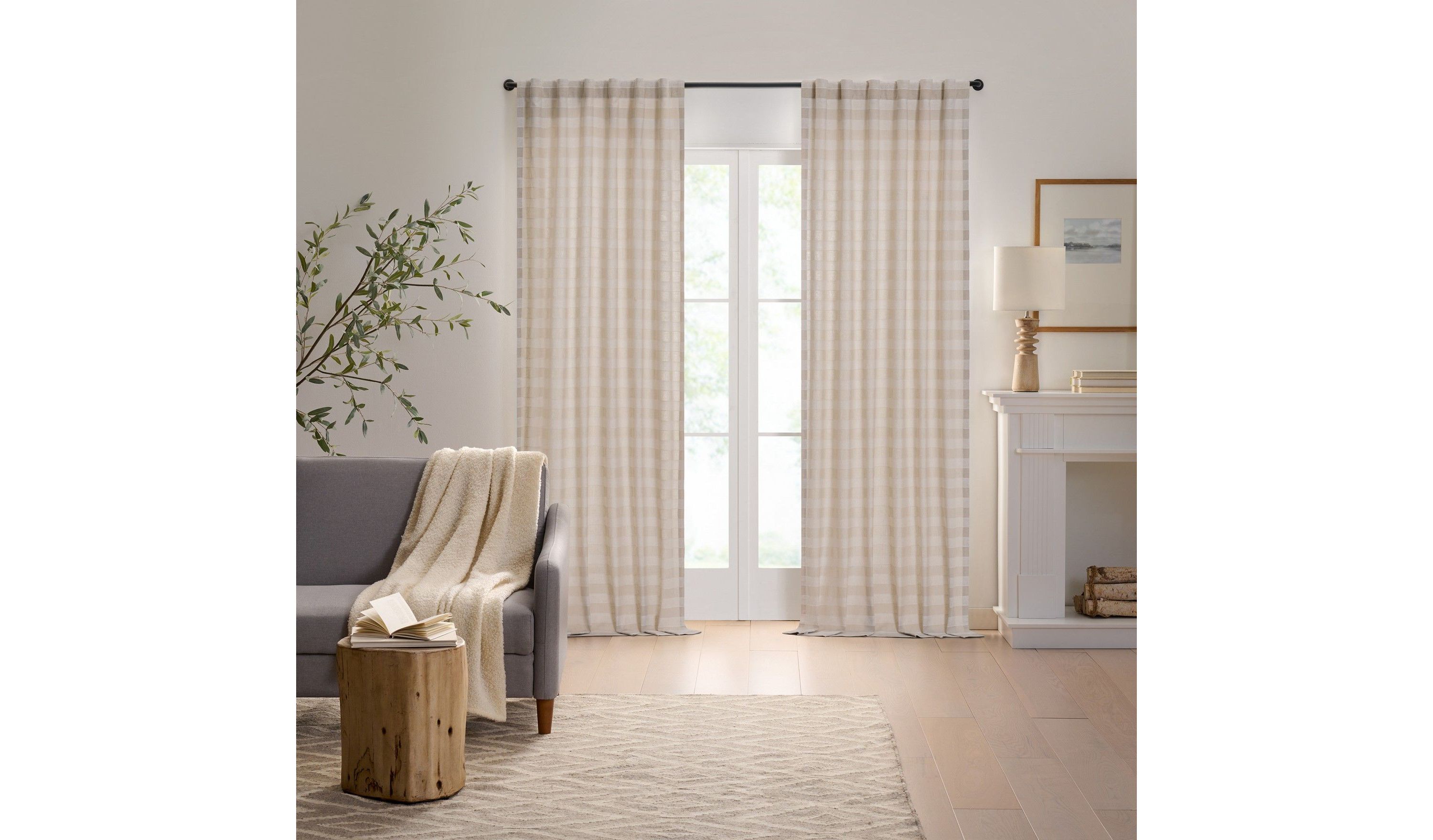 Tavia Horizontal Stripe Rod Pocket Back Tab Sheer Curtain Panel