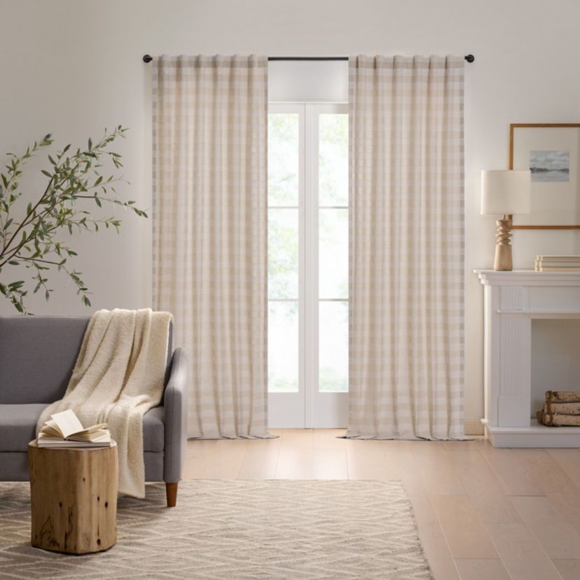 Tavia Horizontal Stripe Rod Pocket Back Tab Sheer Curtain Panel