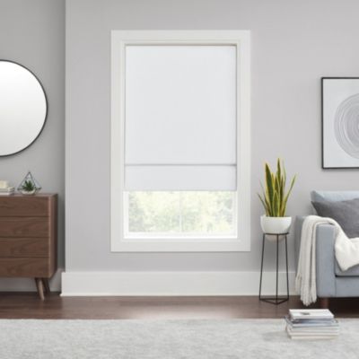 Eclipse Kylie Solid 100% Total Blackout Cordless Roman Shade, White, 36 x 64 Rectangle