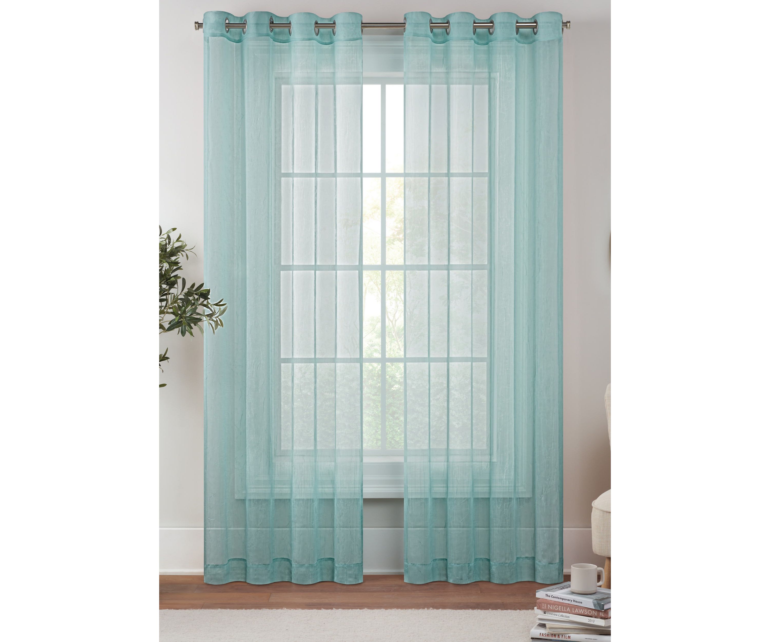 Emina Grommet Crushed Sheer Voil Rod Grommet Curtain Panel