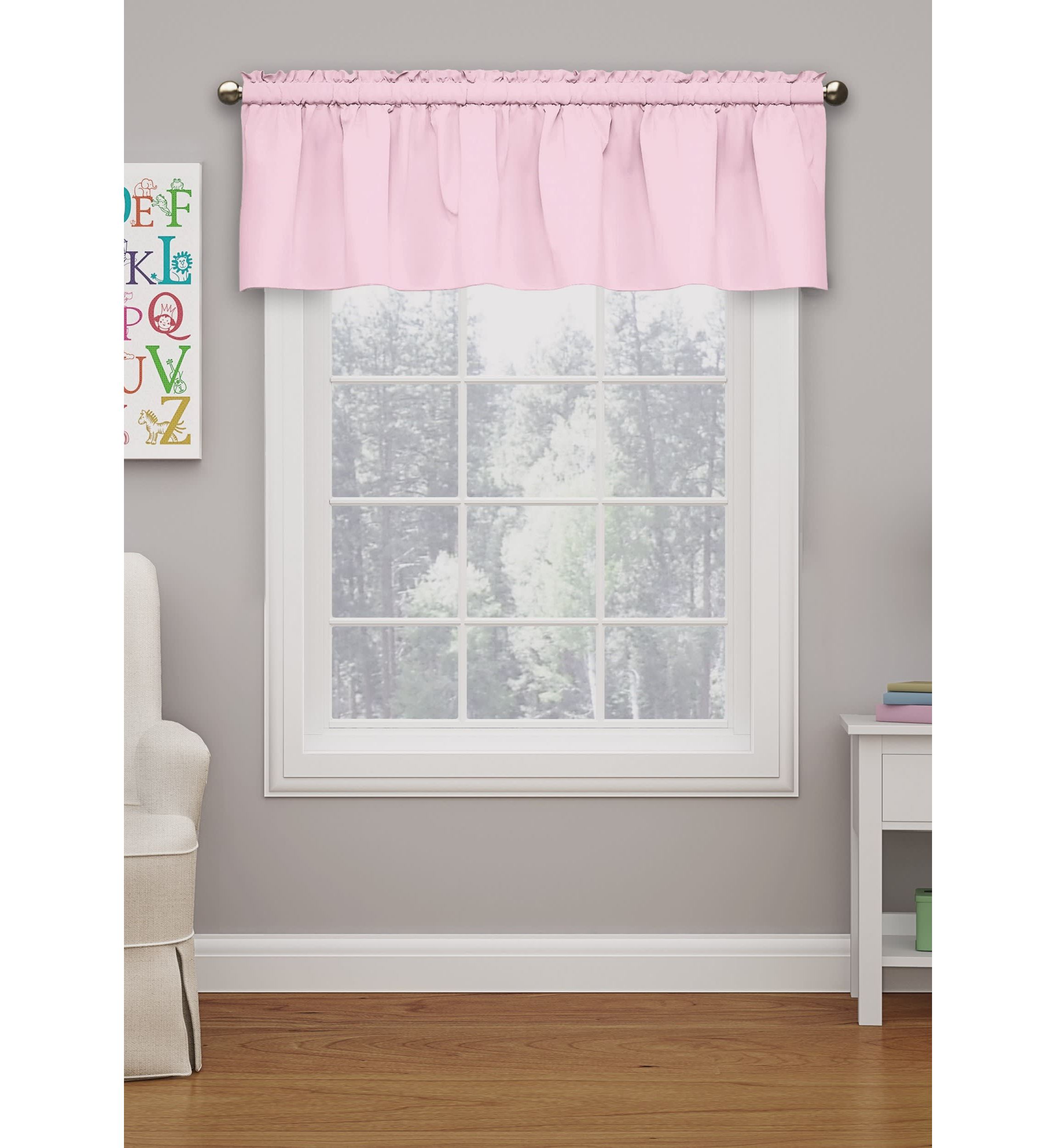 Microfiber Blackout Rod Pocket Valance, Solid Thermal Window Curtain