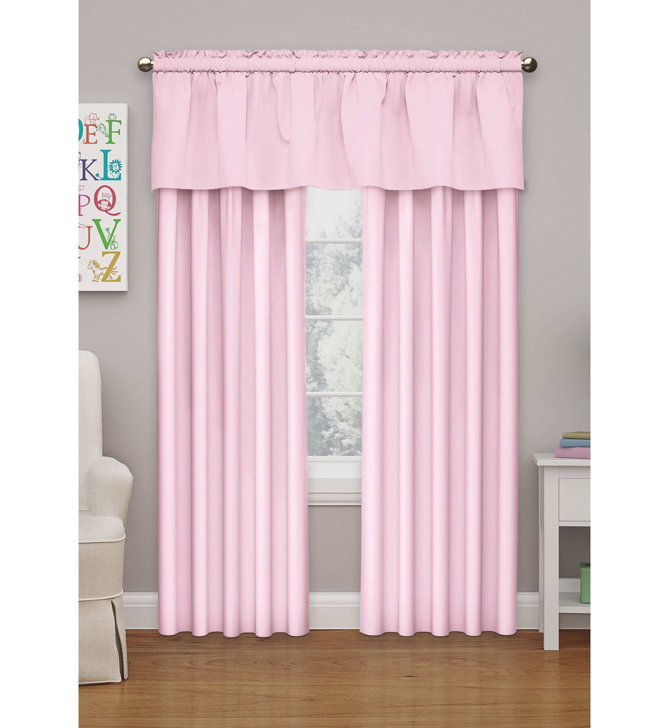 Microfiber Blackout Rod Pocket Valance, Solid Thermal Window Curtain