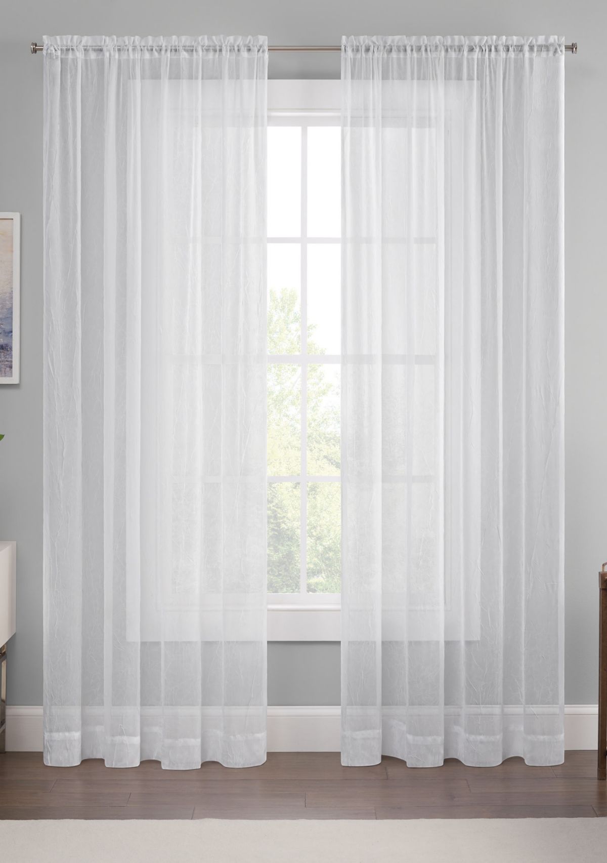 Emina Crushed Sheer Voil Rod Pocket Curtain Panel