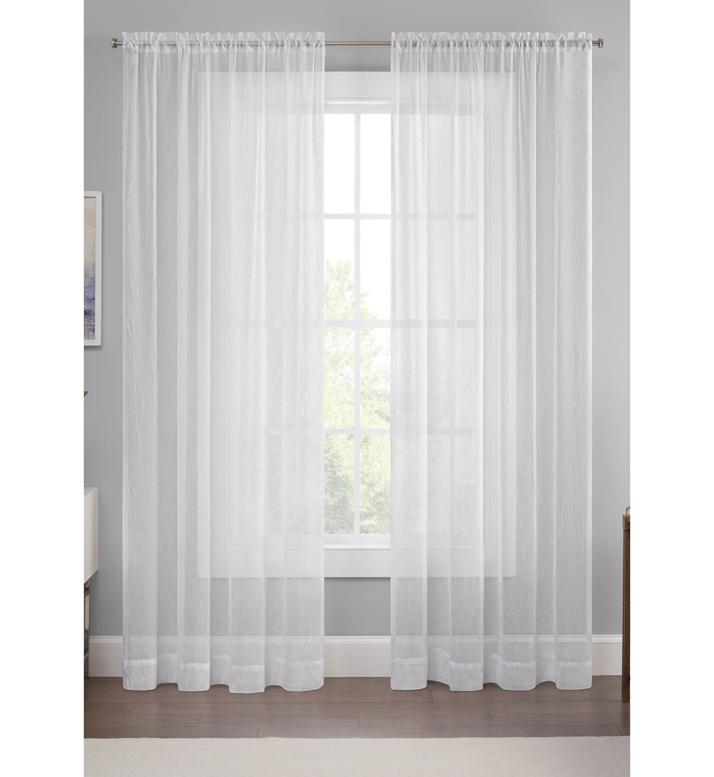 Emina Crushed Sheer Voil Rod Pocket Curtain Panel