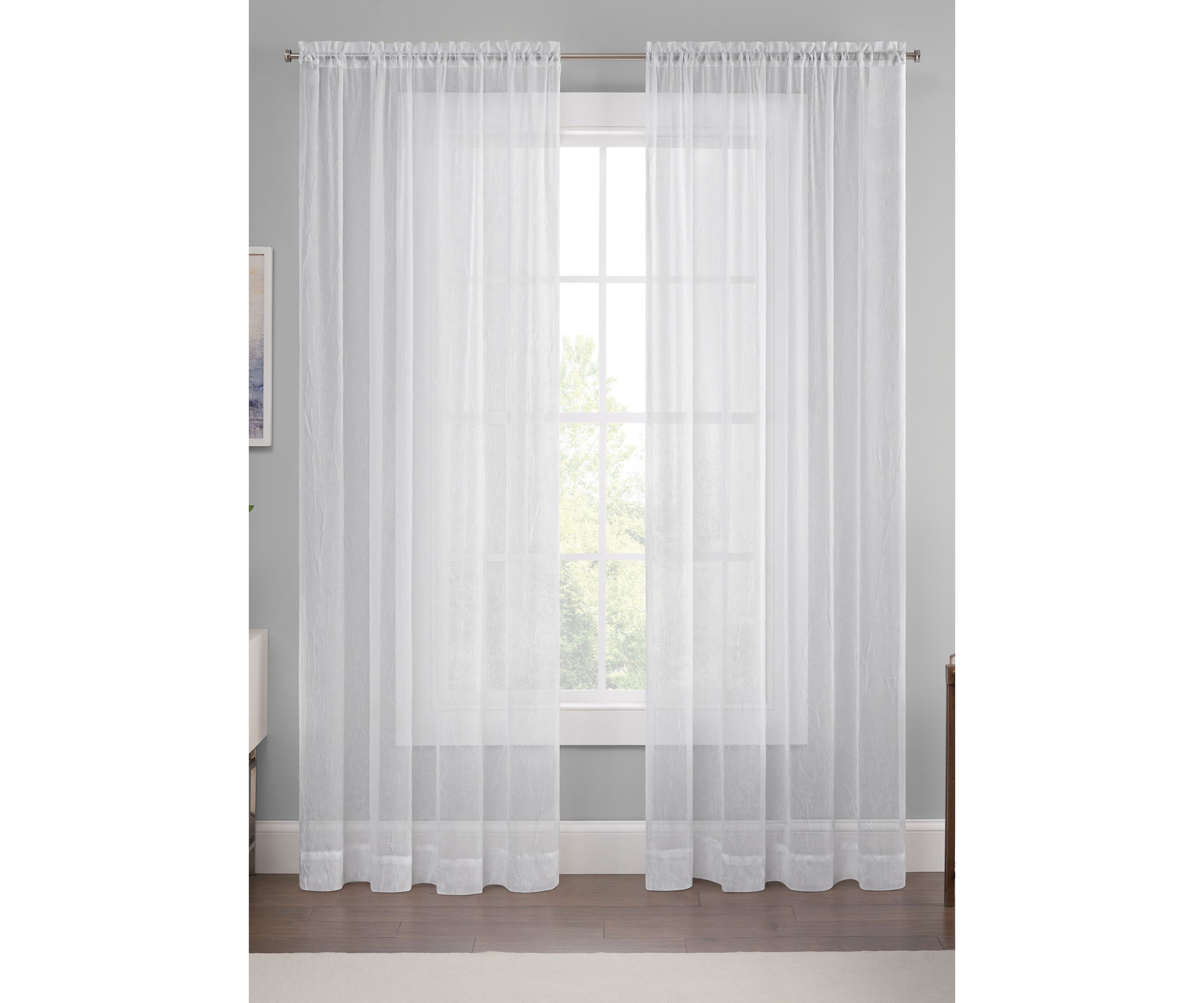 Emina Crushed Sheer Voil Rod Pocket Curtain Panel