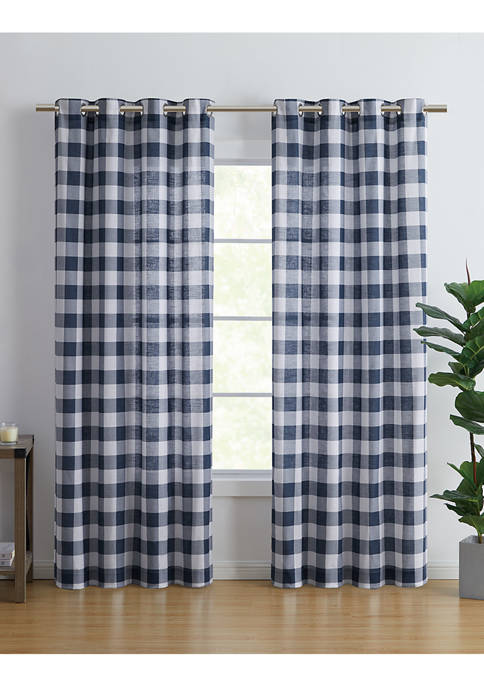 84 Inch Blue Buffalo Check Curtains, Classic Check Shower Curtain Blue