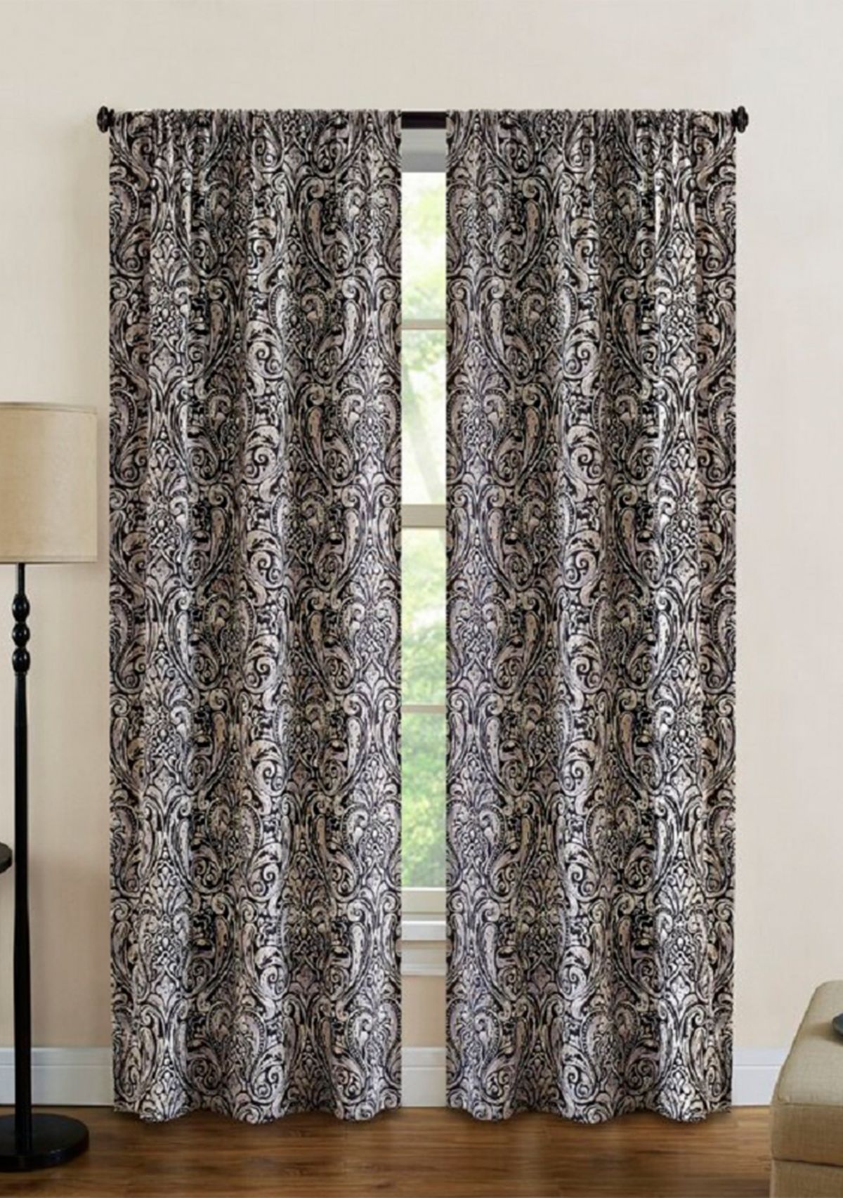 Dolce Paisley Light Filtering Window Curtain Panel Pair