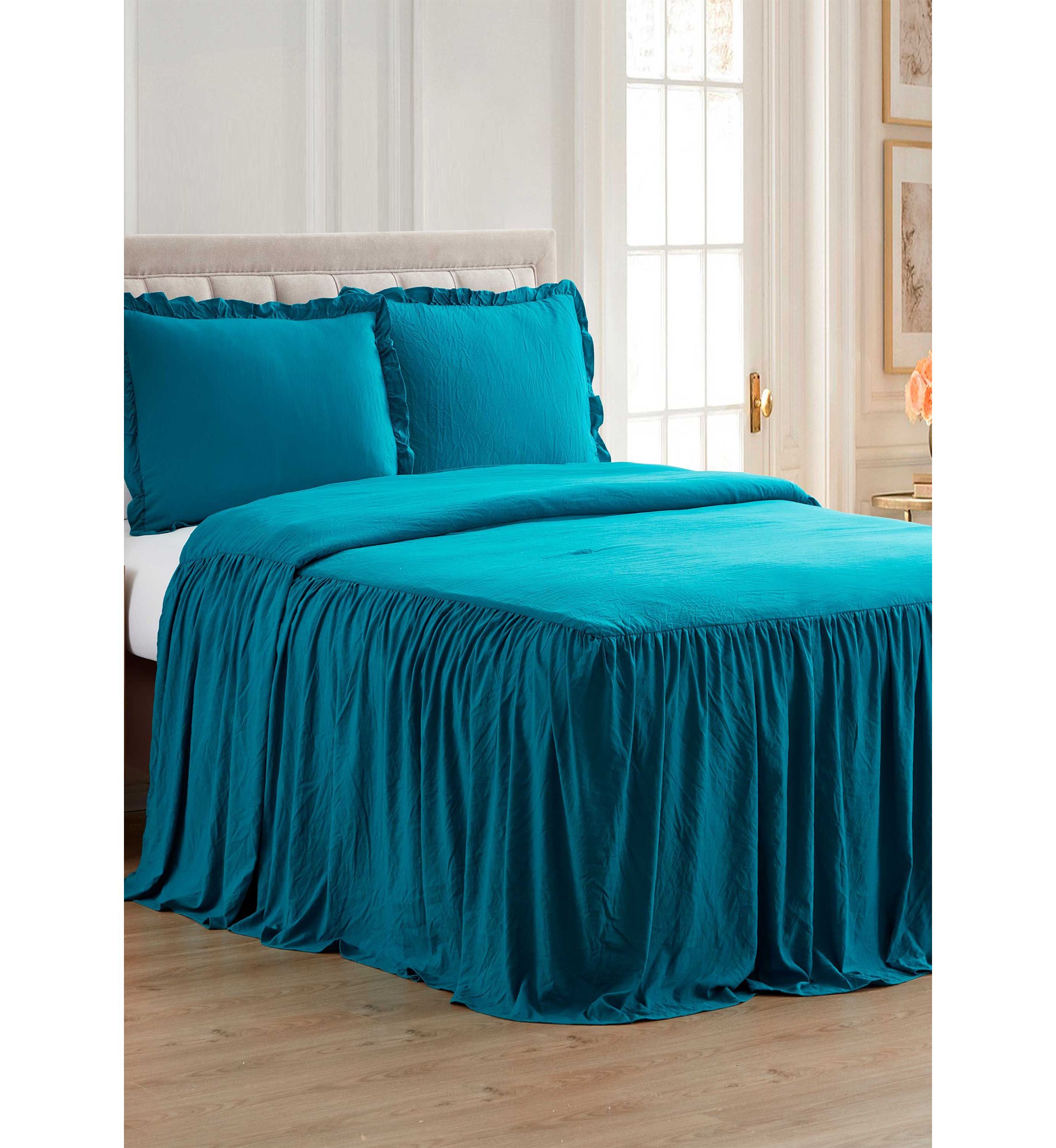 Shabby Chic Ruffle Skirt Bedspread & Sham Set
